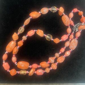 Vintage Carnelian stone Beaded Necklace! 34” there is some normal age wear!